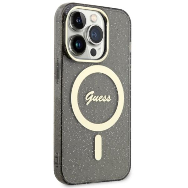 Dėklas Guess Glitter Gold MagSafe GUHMP14XHCMCGK iPhone 14 Pro Max Juodas 3