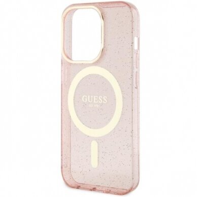 Dėklas Guess Glitter Gold MagSafe GUHMP14XHCMCGP iPhone 14 Pro Max Rožinis 5