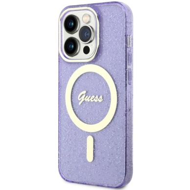 Dėklas Guess Glitter Gold MagSafe GUHMP14XHCMCGU iPhone 14 Pro Max Purpurinis 1