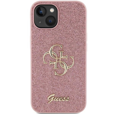 Dėklas Guess Glitter Script Big 4G   iPhone 15 - Rožinis 2