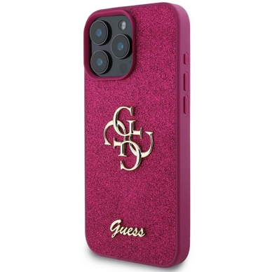 Dėklas Guess Glitter Script Big 4G iPhone 16 Pro  - Violetinis 1