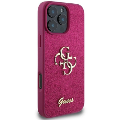 Dėklas Guess Glitter Script Big 4G iPhone 16 Pro  - Violetinis 3