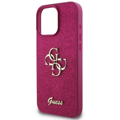 Dėklas Guess Glitter Script Big 4G iPhone 16 Pro  - Violetinis 5