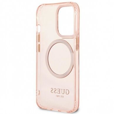 Dėklas Guess Gold Outline Translucent MagSafe GUHMP13LHTCMP iPhone 13 Pro / 13 Rožinis 6