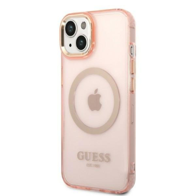 Dėklas Guess Gold Outline Translucent MagSafe GUHMP14MHTCMP iPhone 14 Plus Rožinis 1