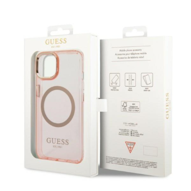 Dėklas Guess Gold Outline Translucent MagSafe GUHMP14MHTCMP iPhone 14 Plus Rožinis 7