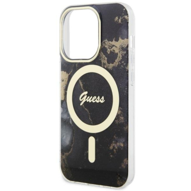 Dėklas Guess Golden Marble MagSafe GUHMP14LHTMRSK iPhone 14 Pro Juodas 5