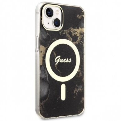 Dėklas Guess Golden Marble MagSafe GUHMP14SHTMRSK iPhone 14 Juodas 3