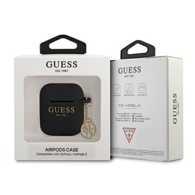 Dėklas Guess GUA2LSC4EK AirPods 1/2 Silicone Charm Juodas 2