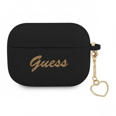 Dėklas Guess GUAPLSCHSK AirPods Pro Silicone Charm Juodas