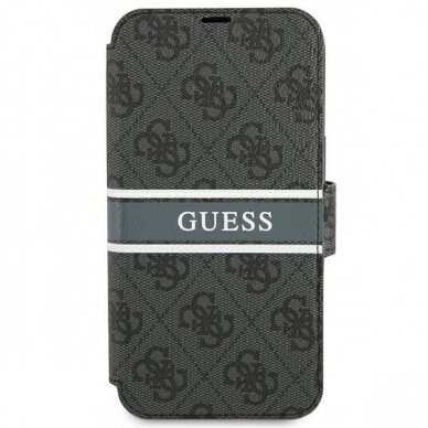 Dėklas Guess GUBKP13S4GDGR iPhone 13 mini 5,4 book 4G Stripe Pilkas 1