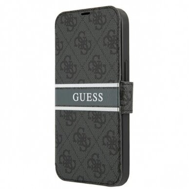 Dėklas Guess GUBKP13S4GDGR iPhone 13 mini 5,4 book 4G Stripe Pilkas