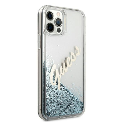 Dėklas Guess GUHCP12LGLVSBL Glitter Vintage Script iPhone 12 Pro Max 6,7" Mėlynas 3