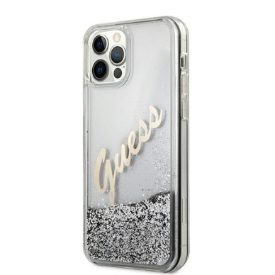 Dėklas Guess GUHCP12LGLVSSI Glitter Vintage Script iPhone 12 Pro Max 6,7" Sidabrinis 1