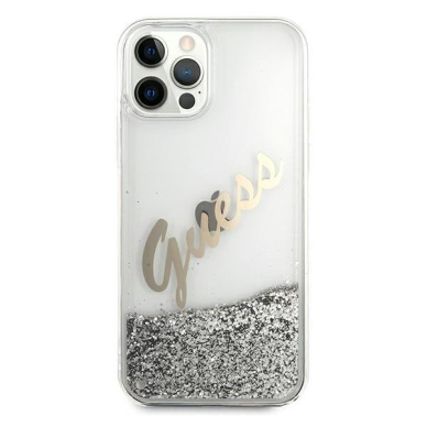 Dėklas Guess GUHCP12LGLVSSI Glitter Vintage Script iPhone 12 Pro Max 6,7" Sidabrinis 2