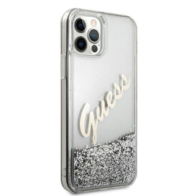 Dėklas Guess GUHCP12LGLVSSI Glitter Vintage Script iPhone 12 Pro Max 6,7" Sidabrinis 3