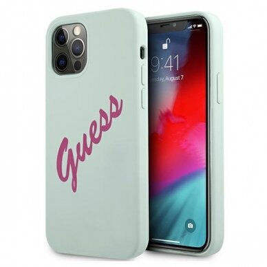 Dėklas Guess GUHCP12LLSVSBF Silicone Vintage iPhone 12 Pro Max 6,7" Melsvas