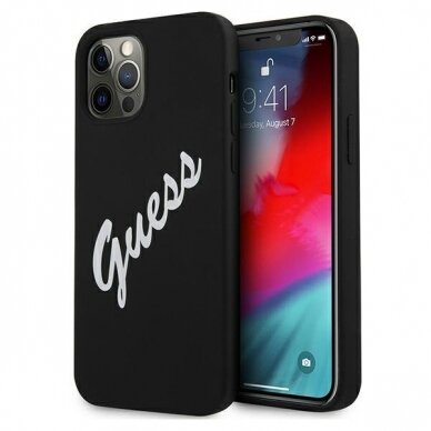 Dėklas Guess GUHCP12LLSVSBW Silicone Vintage iPhone 12 Pro Max 6,7" juodas-baltas