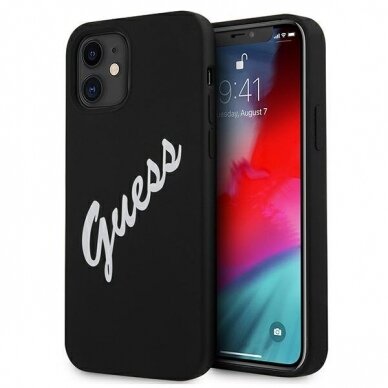 Dėklas Guess GUHCP12SLSVSBW Silicone Vintage iPhone 12 mini 5,4" juodas-baltas