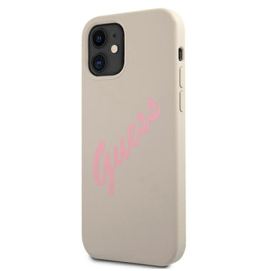 Dėklas Guess GUHCP12SLSVSGP Silicone Vintage iPhone 12 mini 5,4" pilkas-rožinis 1