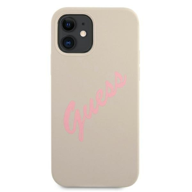 Dėklas Guess GUHCP12SLSVSGP Silicone Vintage iPhone 12 mini 5,4" pilkas-rožinis 2