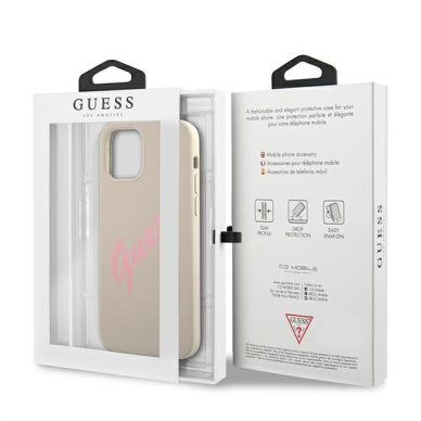 Dėklas Guess GUHCP12SLSVSGP Silicone Vintage iPhone 12 mini 5,4" pilkas-rožinis 7