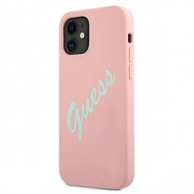 Dėklas Guess GUHCP12SLSVSPG Silicone Vintage iPhone 12 mini 5,4" žalias-rožinis 1