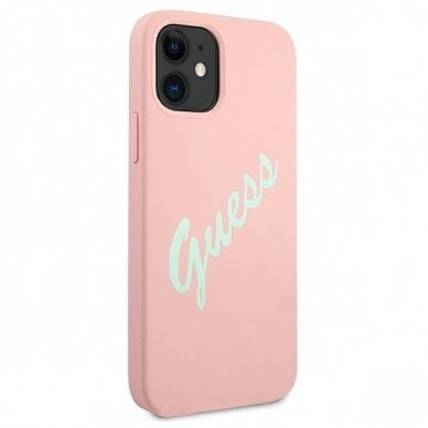 Dėklas Guess GUHCP12SLSVSPG Silicone Vintage iPhone 12 mini 5,4" žalias-rožinis 3