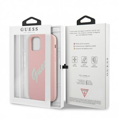 Dėklas Guess GUHCP12SLSVSPG Silicone Vintage iPhone 12 mini 5,4" žalias-rožinis 7