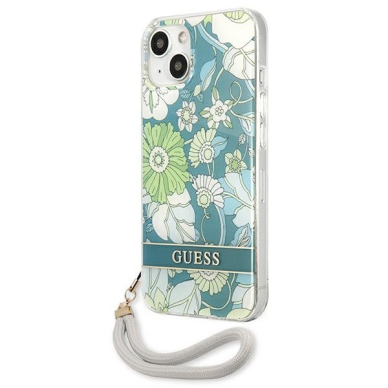 Dėklas Guess GUHCP13MHFLSN iPhone 13 Flower Strap Žalias 1