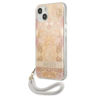 Dėklas Guess GUHCP13SHFLSD iPhone 13 mini Flower Strap Auksinis 1