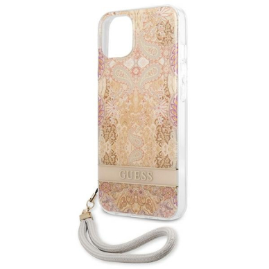 Dėklas Guess GUHCP13SHFLSD iPhone 13 mini Flower Strap Auksinis 10