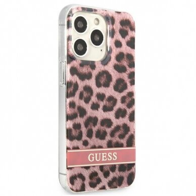 Dėklas Guess GUHCP13XHSLEOP iPhone 13 Pro Max Leopard Rožinis 3