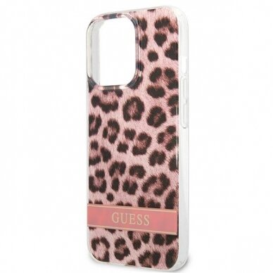 Dėklas Guess GUHCP13XHSLEOP iPhone 13 Pro Max Leopard Rožinis 5