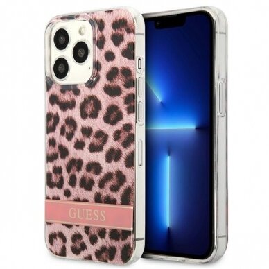 Dėklas Guess GUHCP13XHSLEOP iPhone 13 Pro Max Leopard Rožinis