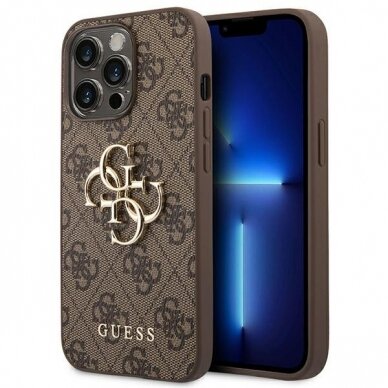 Dėklas Guess GUHCP14L4GMGBR iPhone 14 Pro Rudas