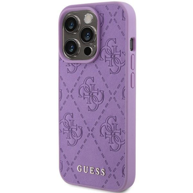 Dėklas Guess GUHCP15LP4EPMU iPhone 15 Pro 6.1" Violetinis hardcase Leather 4G Stamped 1