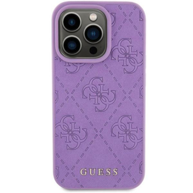 Dėklas Guess GUHCP15LP4EPMU iPhone 15 Pro 6.1" Violetinis hardcase Leather 4G Stamped 2