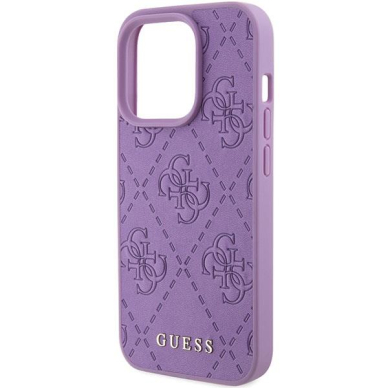 Dėklas Guess GUHCP15LP4EPMU iPhone 15 Pro 6.1" Violetinis hardcase Leather 4G Stamped 5