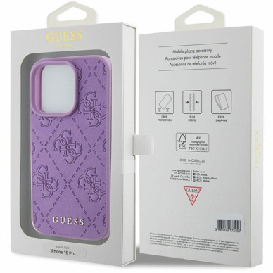 Dėklas Guess GUHCP15LP4EPMU iPhone 15 Pro 6.1" Violetinis hardcase Leather 4G Stamped 7