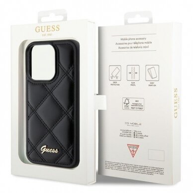 Dėklas Guess GUHCP15LPSQSQSK iPhone 15 Pro 6.1" Juodas hardcase Quilted Metal Logo 7