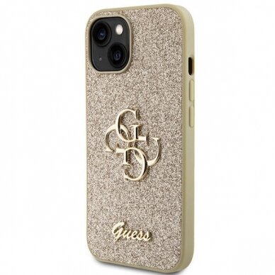 Dėklas Guess GUHCP15MHG4SGD iPhone 15 Plus 6.7" Auksinis hardcase Glitter Script Big 4G 1