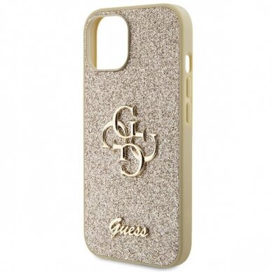 Dėklas Guess GUHCP15MHG4SGD iPhone 15 Plus 6.7" Auksinis hardcase Glitter Script Big 4G 5