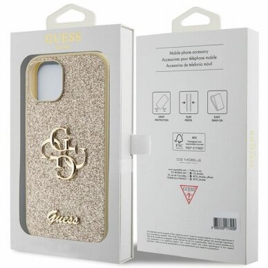 Dėklas Guess GUHCP15MHG4SGD iPhone 15 Plus 6.7" Auksinis hardcase Glitter Script Big 4G 7