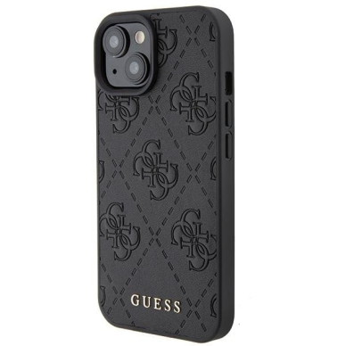 Dėklas Guess GUHCP15SP4EPMK iPhone 15 6.1" Juodas hardcase Leather 4G Stamped 1