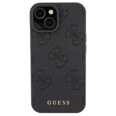 Dėklas Guess GUHCP15SP4EPMK iPhone 15 6.1" Juodas hardcase Leather 4G Stamped 2