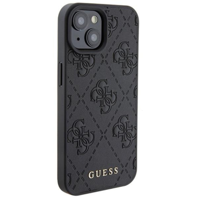 Dėklas Guess GUHCP15SP4EPMK iPhone 15 6.1" Juodas hardcase Leather 4G Stamped 3