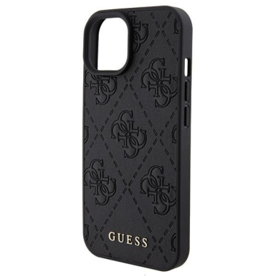 Dėklas Guess GUHCP15SP4EPMK iPhone 15 6.1" Juodas hardcase Leather 4G Stamped 5