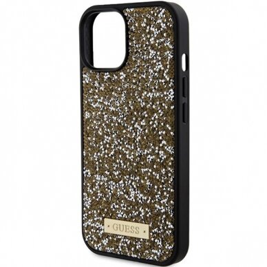 Dėklas Guess GUHCP15SPFGSBSD iPhone 15 6.1" Geltonas hardcase Rhinestone Metal Logo 5