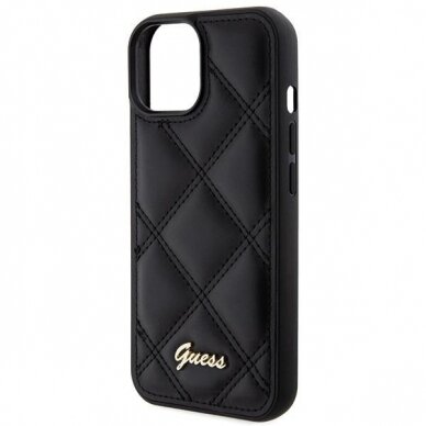 Dėklas Guess GUHCP15SPSQSQSK iPhone 15 6.1" Juodas hardcase Quilted Metal Logo 5